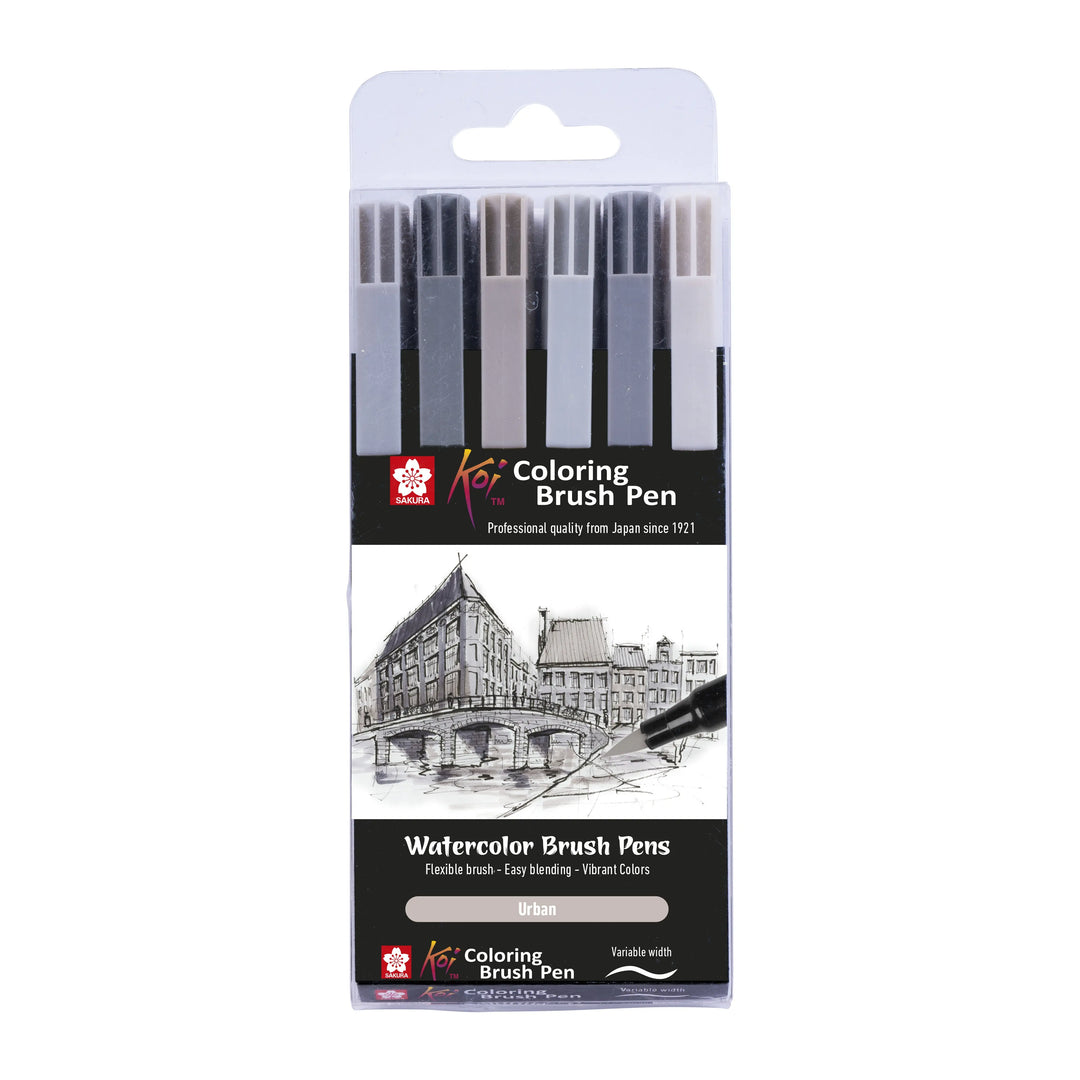 Sakura Koi Coloring Brush Pen Set Urban | 6 Farben