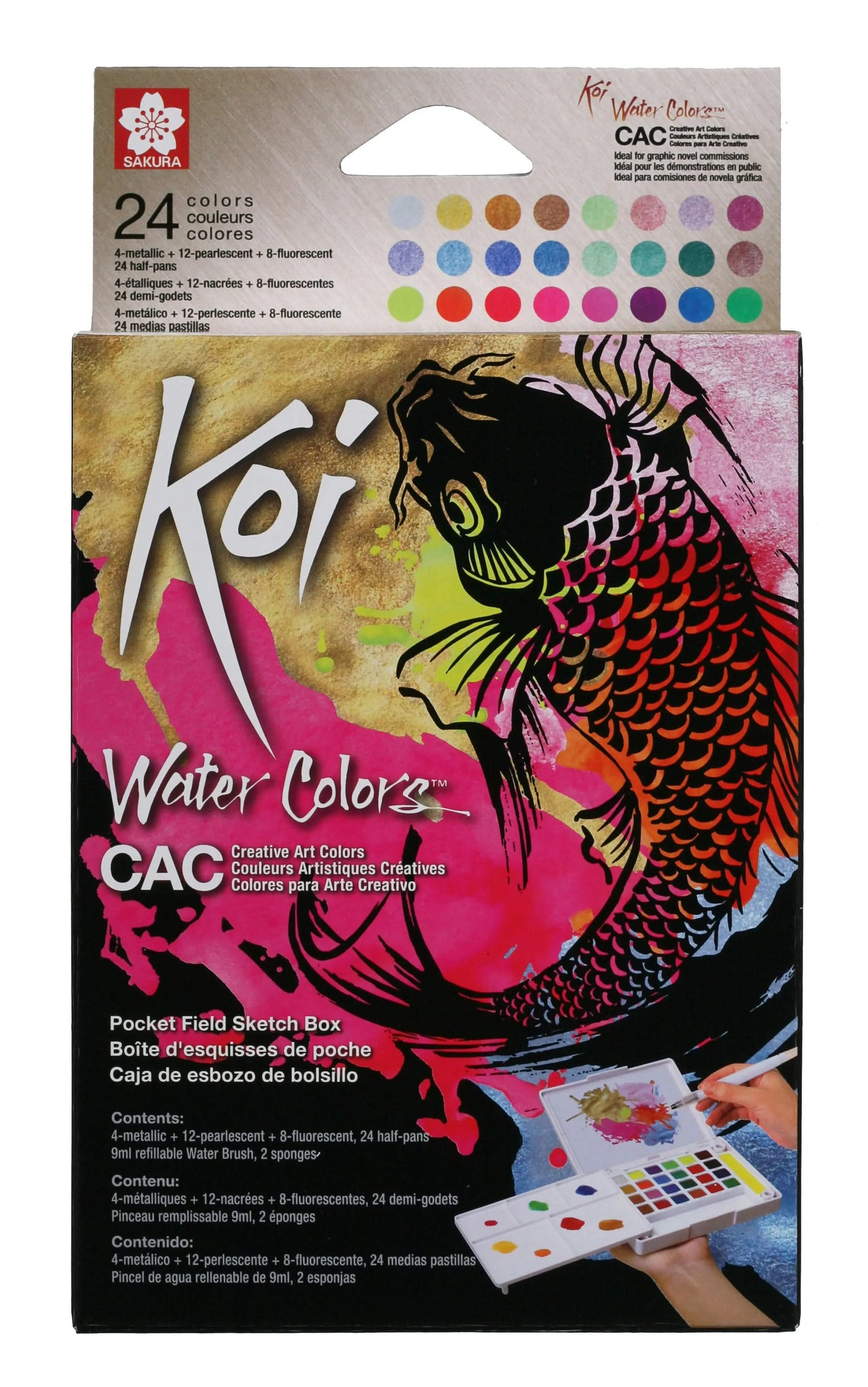 Sakura Koi Water Colors Pocket Field Sketch Box Creative Art Colors | 24 halbe Näpfchen - Kidis Art