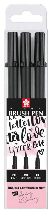 Sakura Pigma Brush Pen, 3-teiliges Set (Fb/Mb/Bb), speziell für Handlettering - Kidis Art