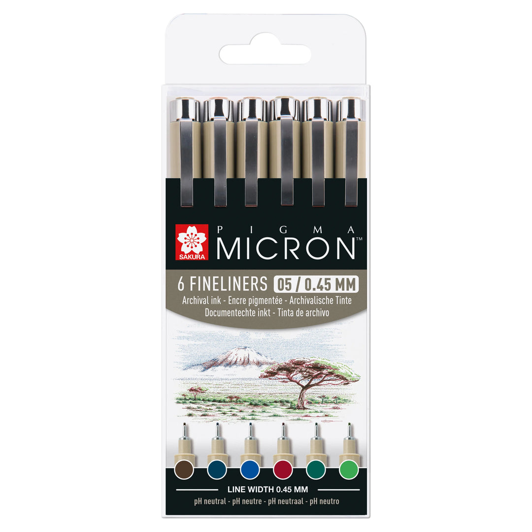 Sakura Pigma Micron 05, Etui mit 6 Erdfarben
