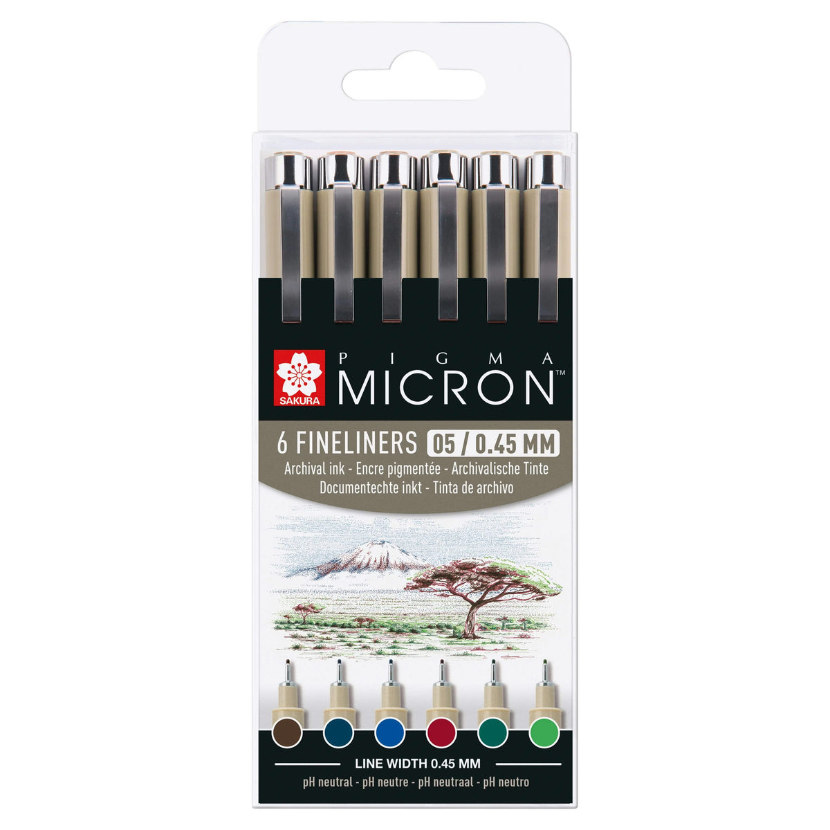 Sakura Pigma Micron 05, Etui mit 6 Erdfarben - Kidis Art