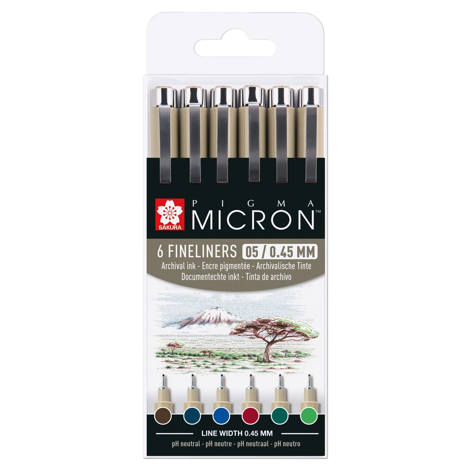 Sakura Pigma Micron 05, Etui mit 6 Erdfarben - Kidis Art