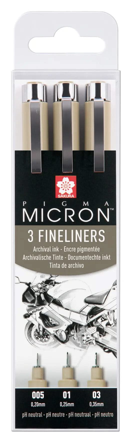 Sakura Pigma Micron Etui 3 Finelinern Schwarz 005-01-03 Design - Kidis Art