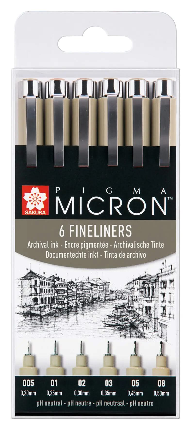 Sakura Pigma Micron Etui 6 Fineliner Schwarz - Kidis Art
