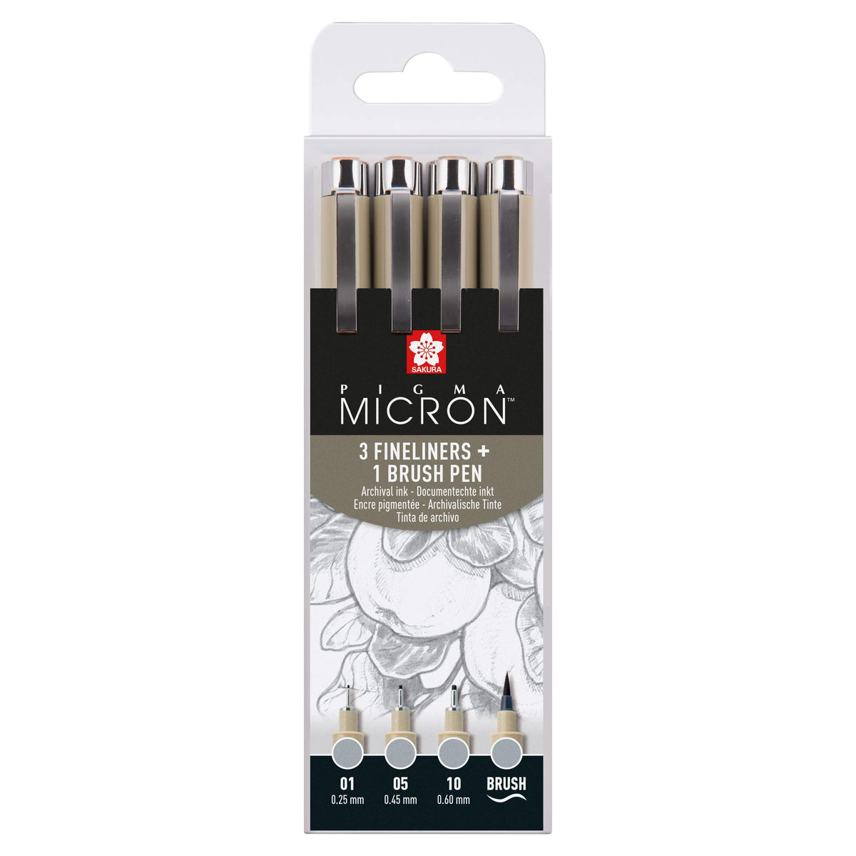 Sakura Pigma Micron Fineliner-Set | 4 Größen, Kaltgrau Hell - Kidis Art