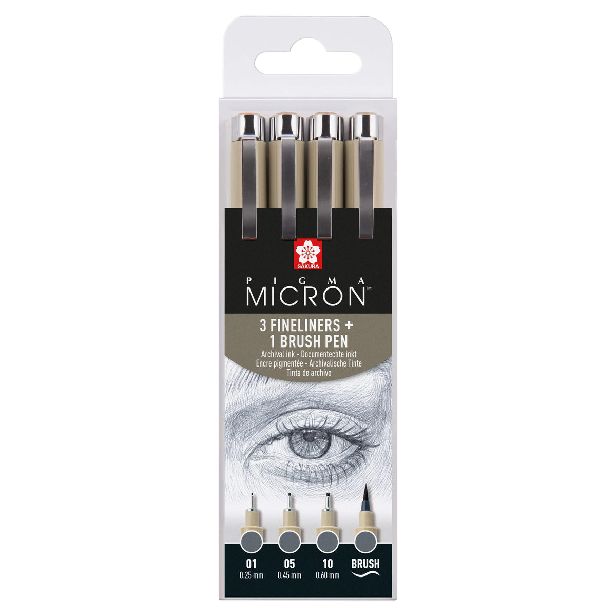 Sakura Pigma Micron Fineliner-Set | 4 Größen, Kaltgrau - Kidis Art