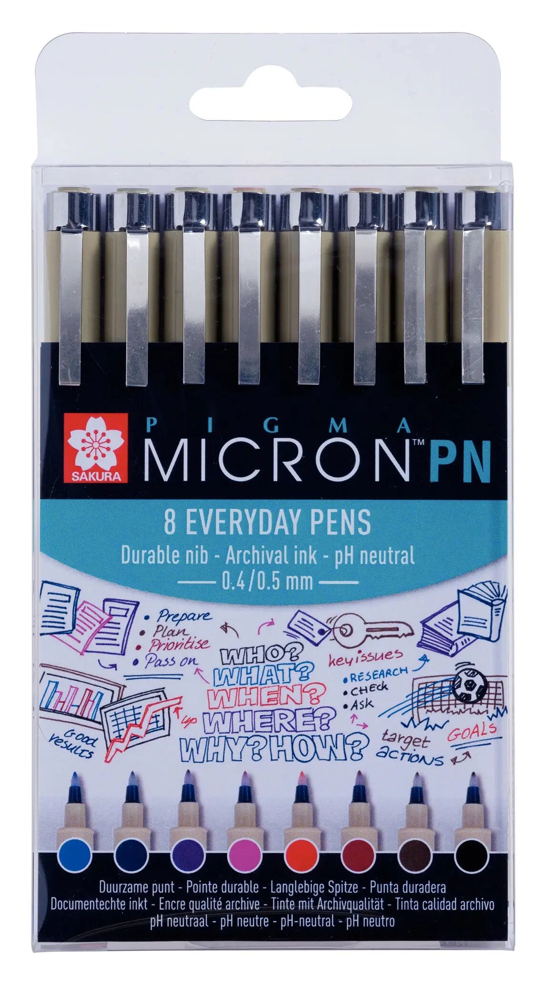 Sakura Pigma Micron PN-Set, 8 sortierte Farben