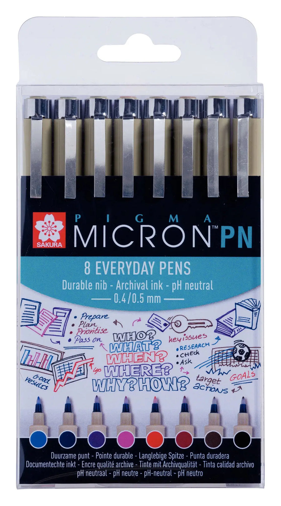 Sakura Pigma Micron PN-Set, 8 sortierte Farben