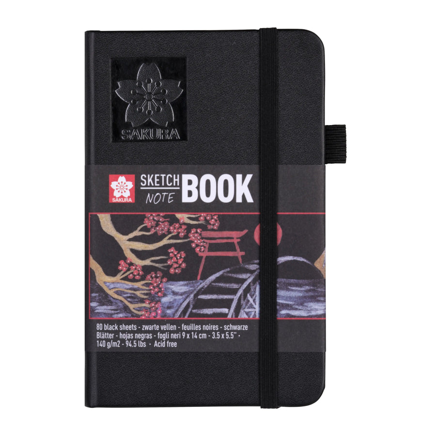 Sakura Skizzen/Notizbuch 9 x 14 cm 80 Blatt in Schwarz 140g