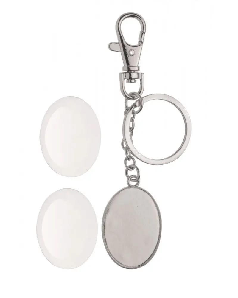 Schlüsselanhänger doppelseitig oval silberfarben37x27mm - Kidis Art