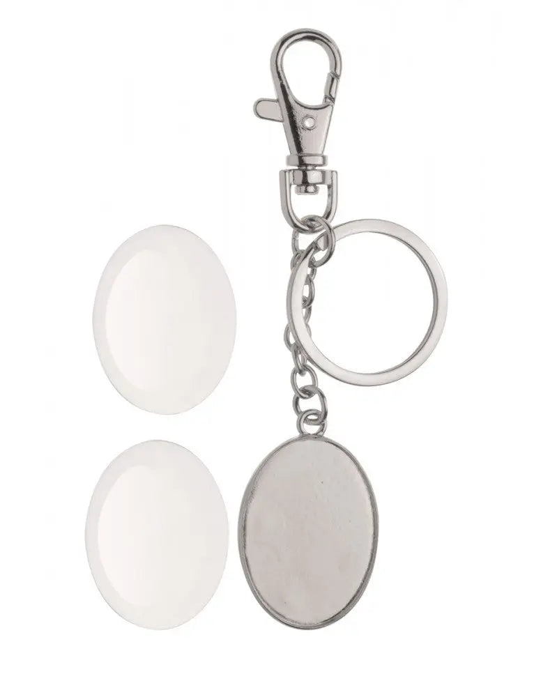 Schlüsselanhänger doppelseitig oval silberfarben37x27mm