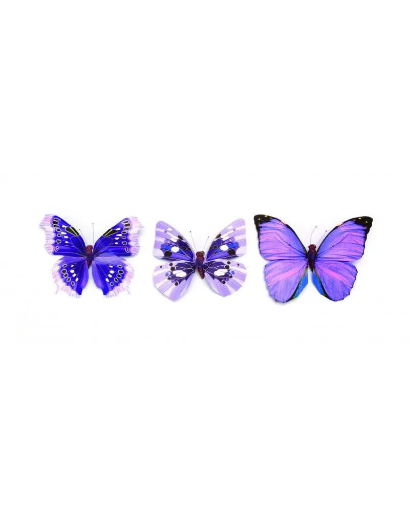 Schmetterling 1St,3-fach sort. 8cm violett Folie, mit Clip - Kidis Art