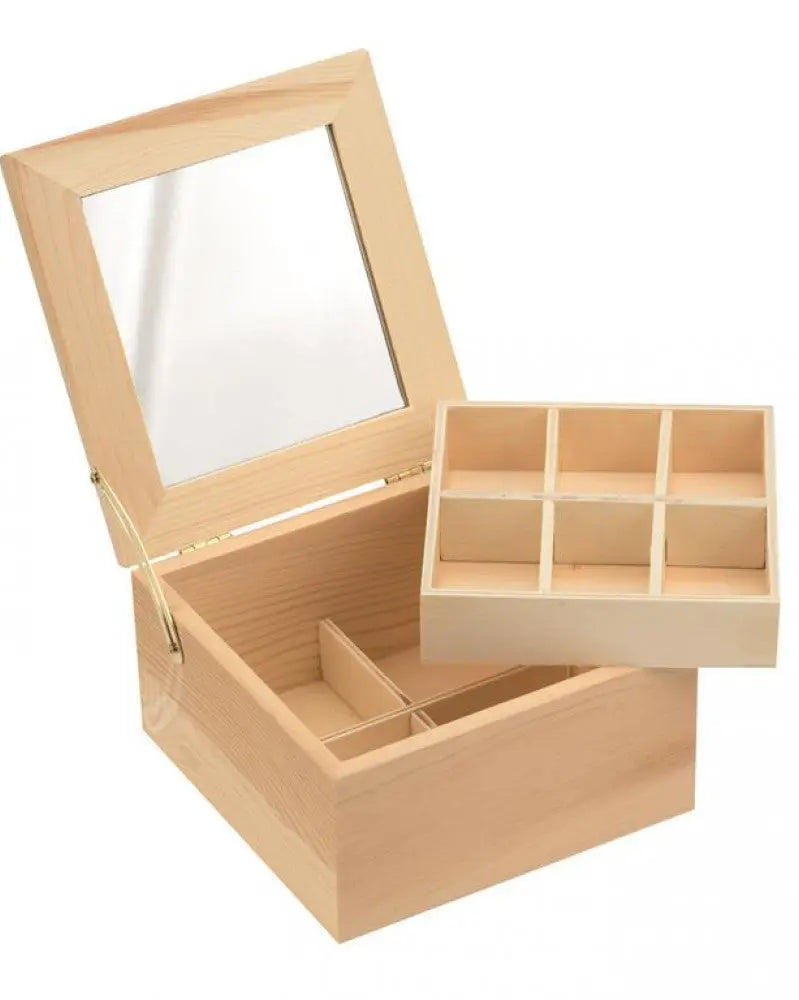 Schmuckkasten aus Holz, 13,5x12,8x7,5cm, Kiefer Glorex
