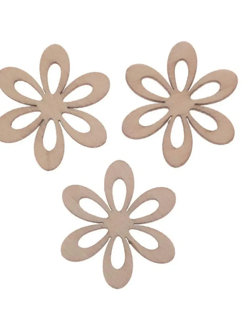 Streuteile Blumen Holz 10Stk natur, 3-3,5cm, Pappel - Kidis Art