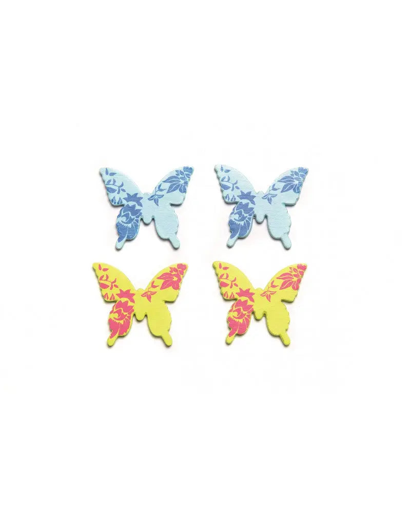 Streuteile Schmetterling 9 Stk 30mm, hellblau / gelb