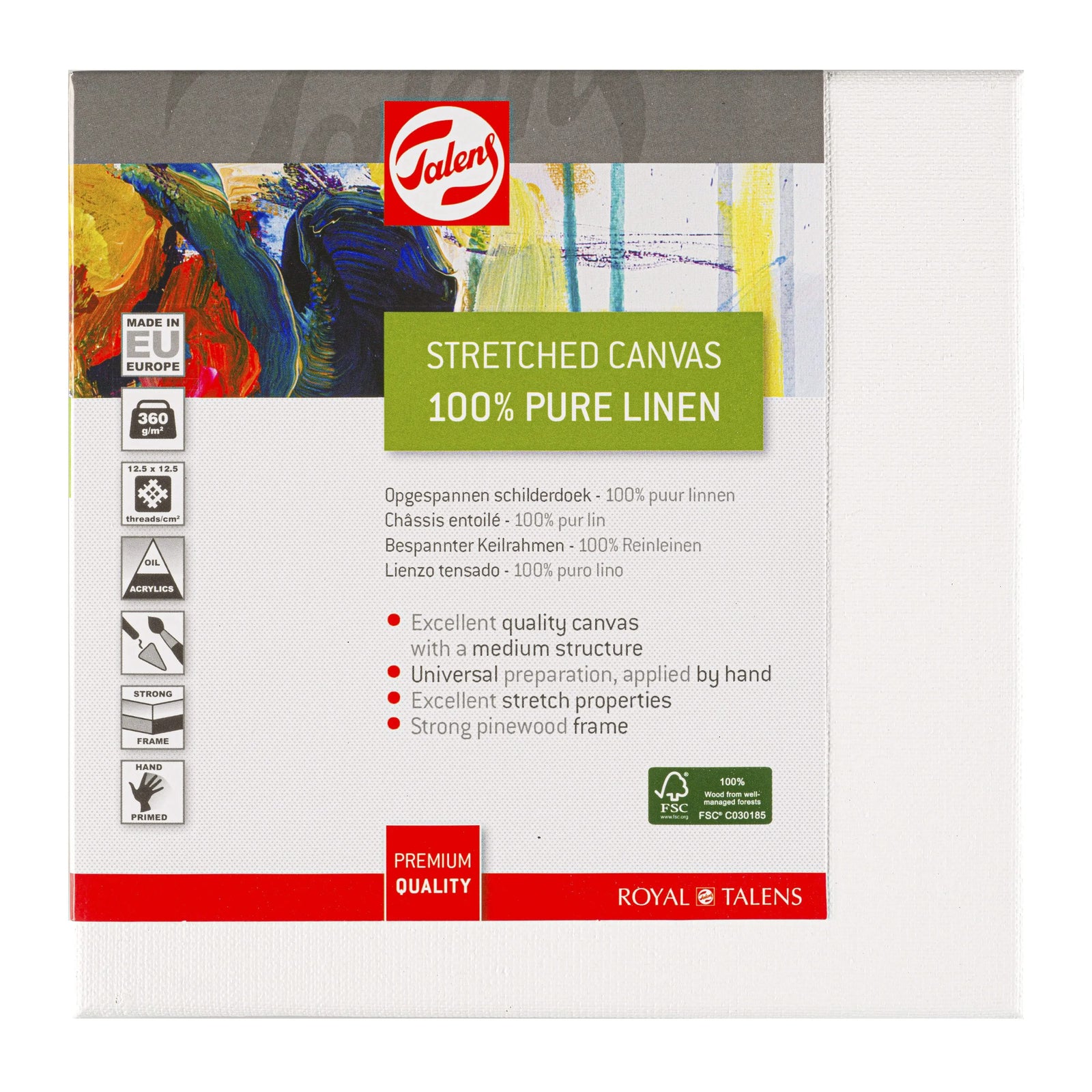 Talens Bespannter Keilrahmen Leinen 20 x 20 cm - Kidis Art