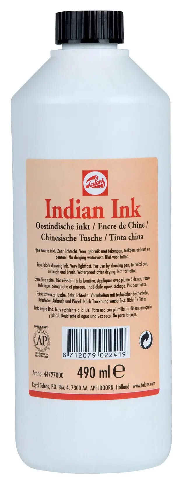 Talens Chinesische Tusche Flasche 490 ml Schwarz 700 - Kidis Art
