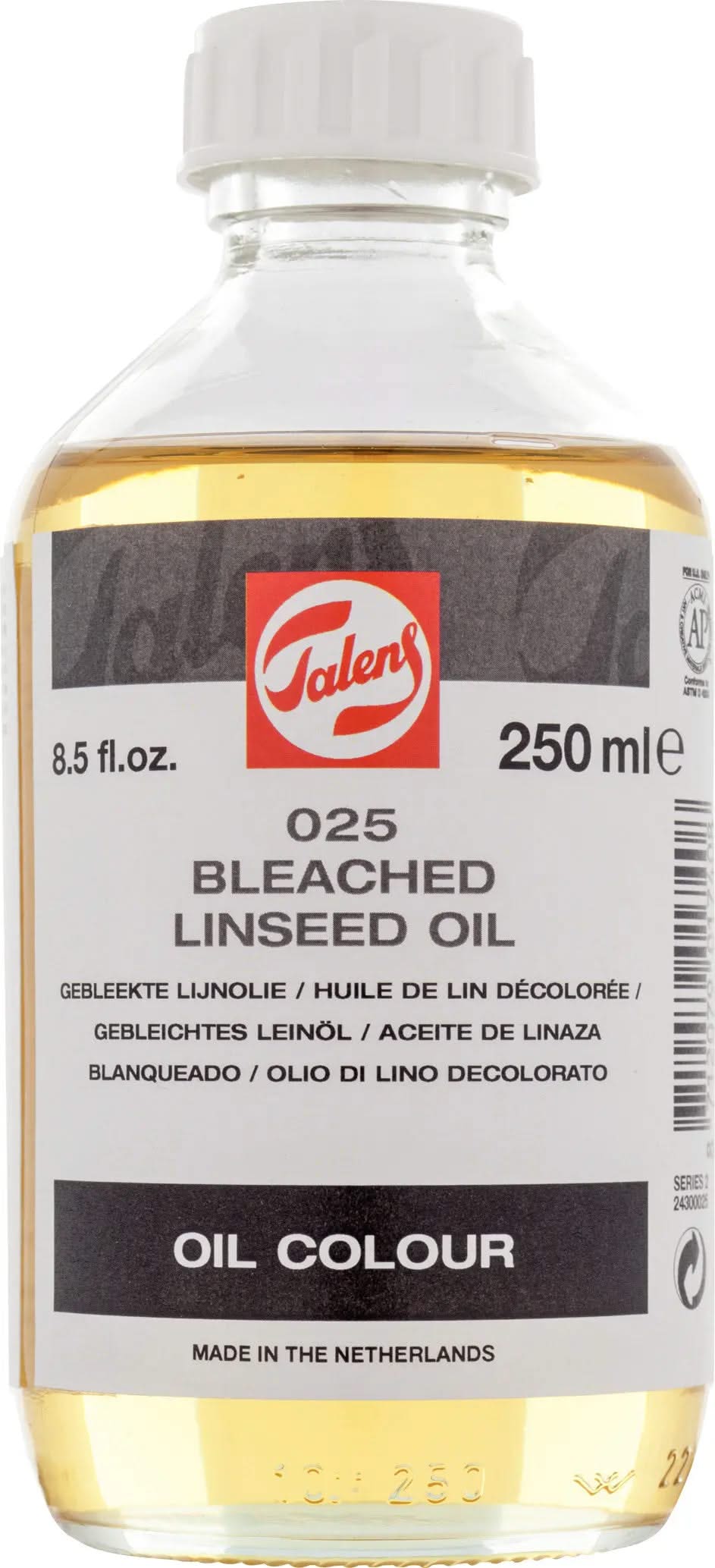 Talens Gebleichtes Leinöl 025 Flasche 250 ml - Kidis Art