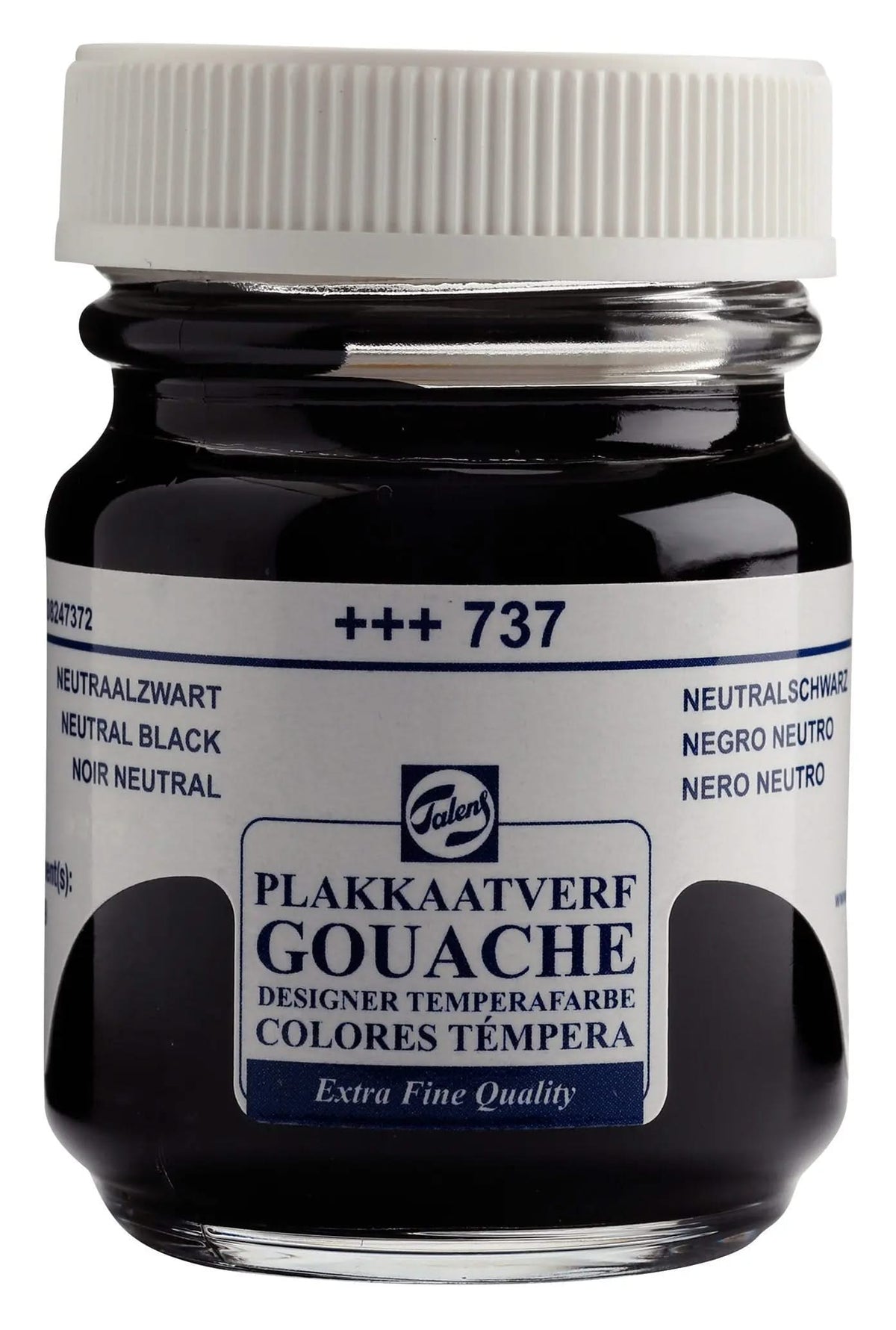 Talens Gouache Extra Fine Quality Flasche 50 ml Neutralschwarz 737 - Kidis Art