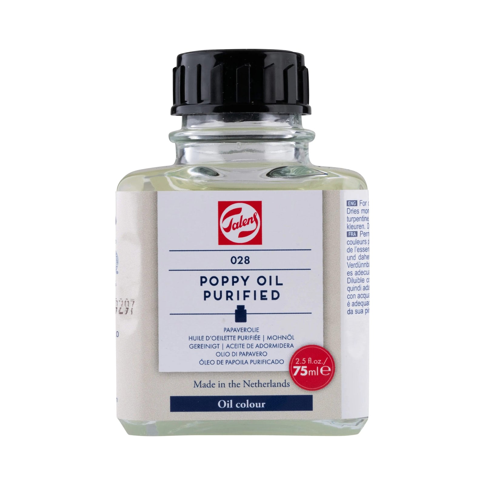 Talens Mohnöl Gereinigt 028 Flasche 75 ml - Kidis Art