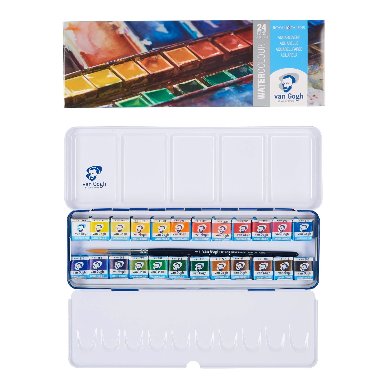 Van Gogh Aquarell-Set im Metallkasten mit 24 Farben in halbe Näpfchen - Kidis Art