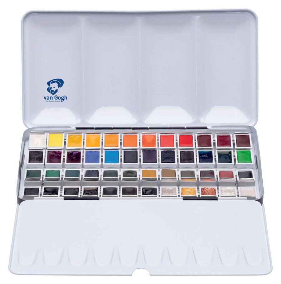 Van Gogh Aquarell-Set im Metallkasten mit 48 Farben in halbe Näpfchen