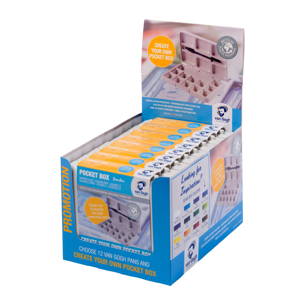 Van Gogh Aquarellfarben 10 Leere Pocketboxen Weiß - Promo Display Van Gogh
