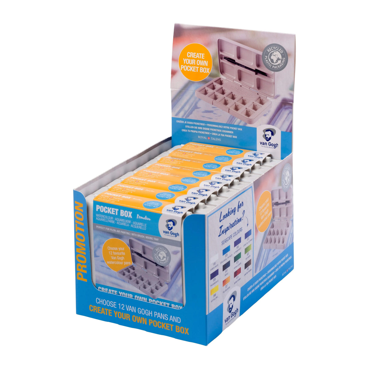Van Gogh Aquarellfarben 10 Leere Pocketboxen Weiß - Promo Display - Kidis Art