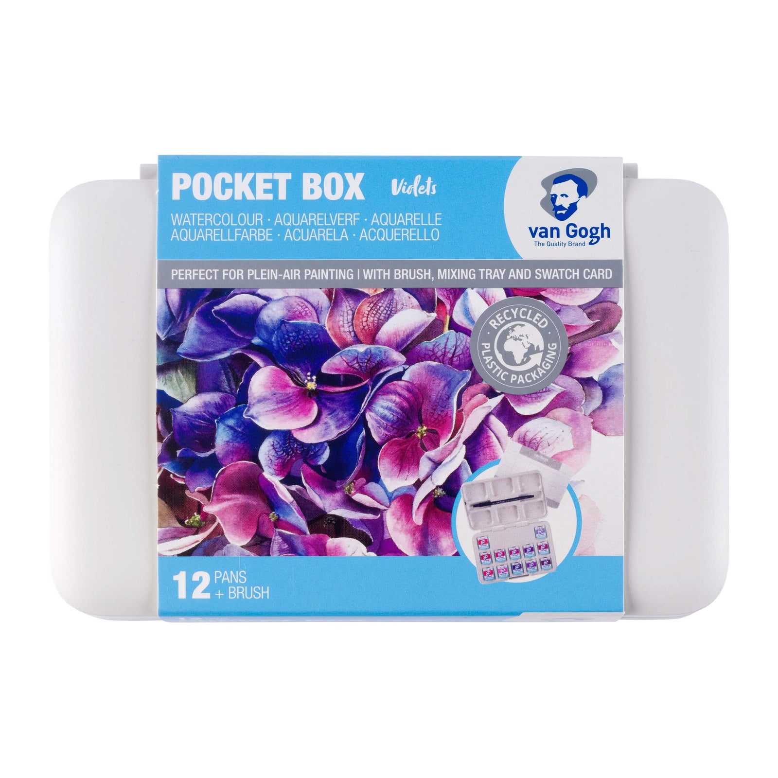 Van Gogh Aquarellfarbkasten Rosa- und Violett-Töne mit 12 Farben in halbe Näpfchen - Kidis Art