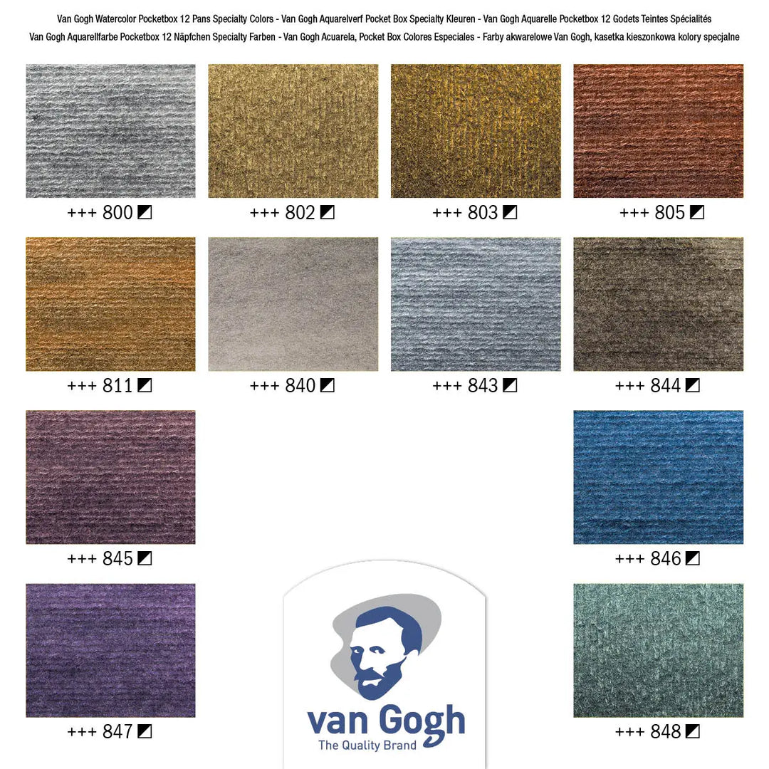 Van Gogh Aquarellfarbkasten Spezialfarben mit 12 Farben in halbe Näpfchen Van Gogh