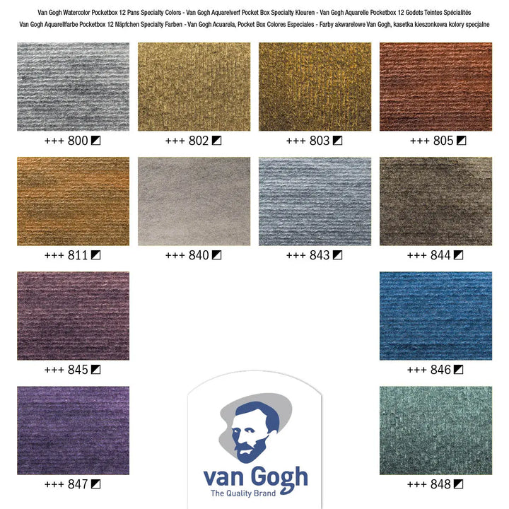 Van Gogh Aquarellfarbkasten Spezialfarben mit 12 Farben in halbe Näpfchen Van Gogh