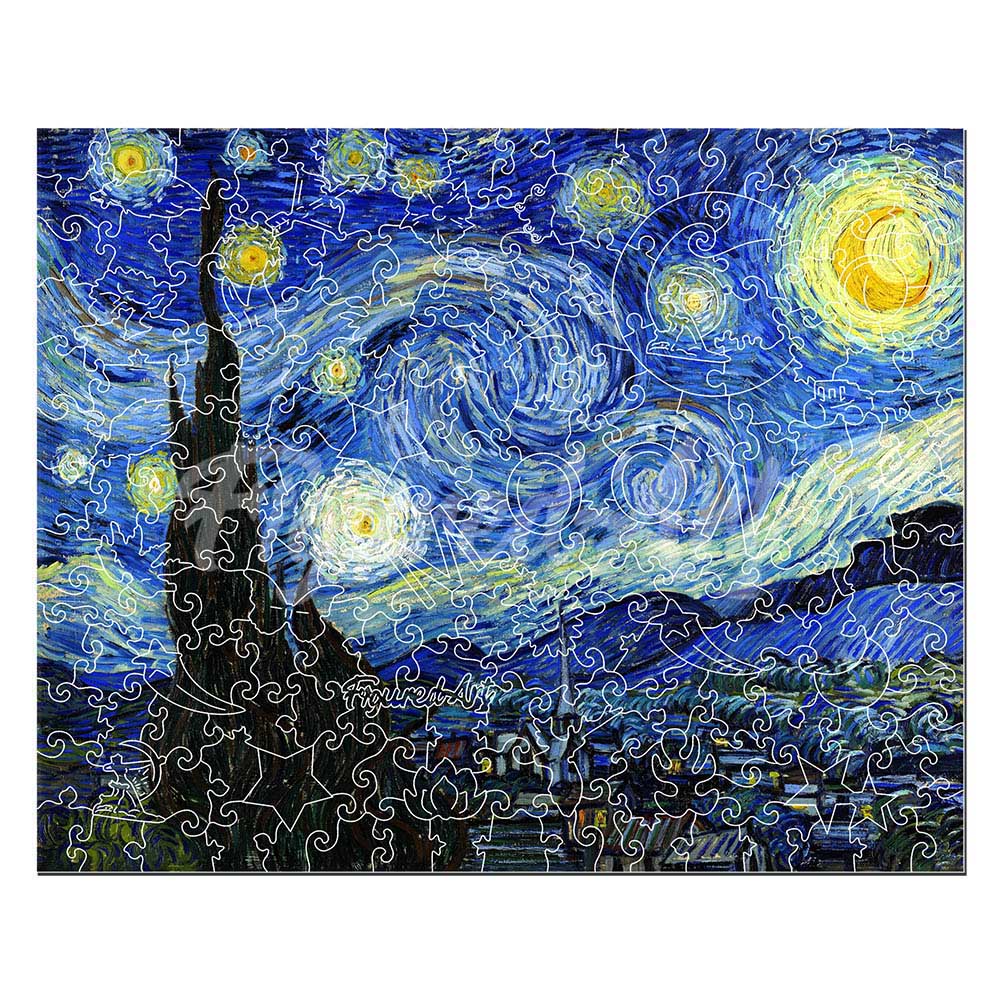 Holzpuzzle 2D Design - Sternennacht von Van Gogh