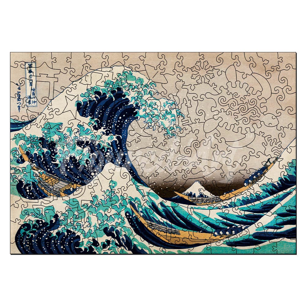 Holzpuzzle 2D Design – Die große Welle vor Kanagawa von Hokusai