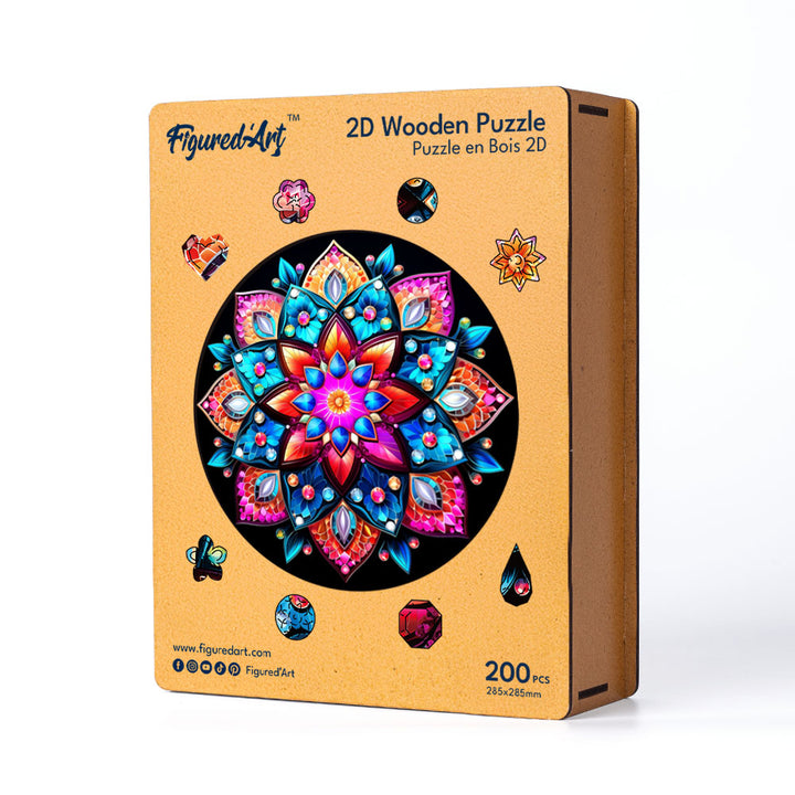 Holzpuzzle 2D Design Kaleidoscope-Mandala 