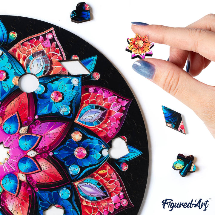 Holzpuzzle 2D Design Kaleidoscope-Mandala 