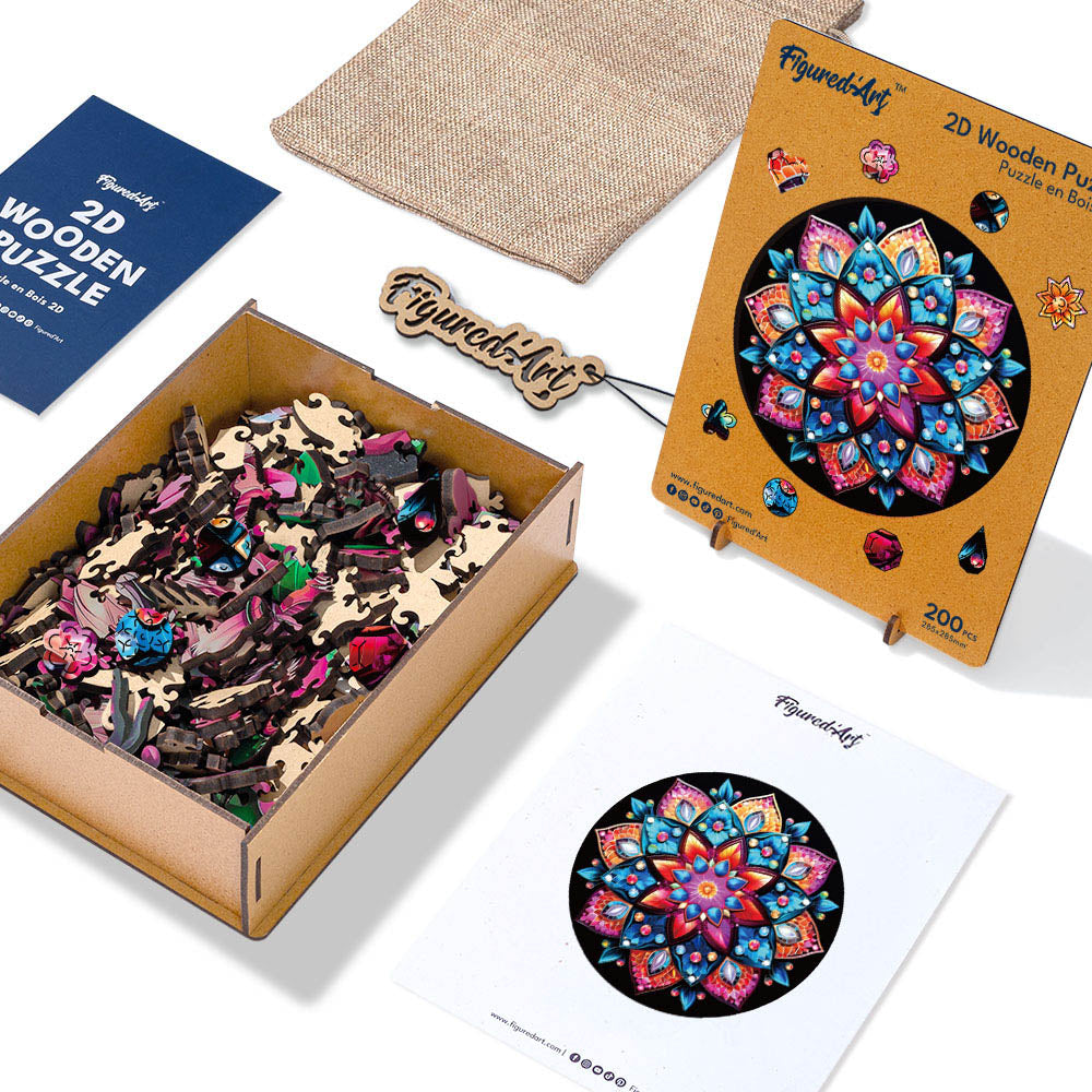 Holzpuzzle 2D Design Kaleidoscope-Mandala - Kidis Art