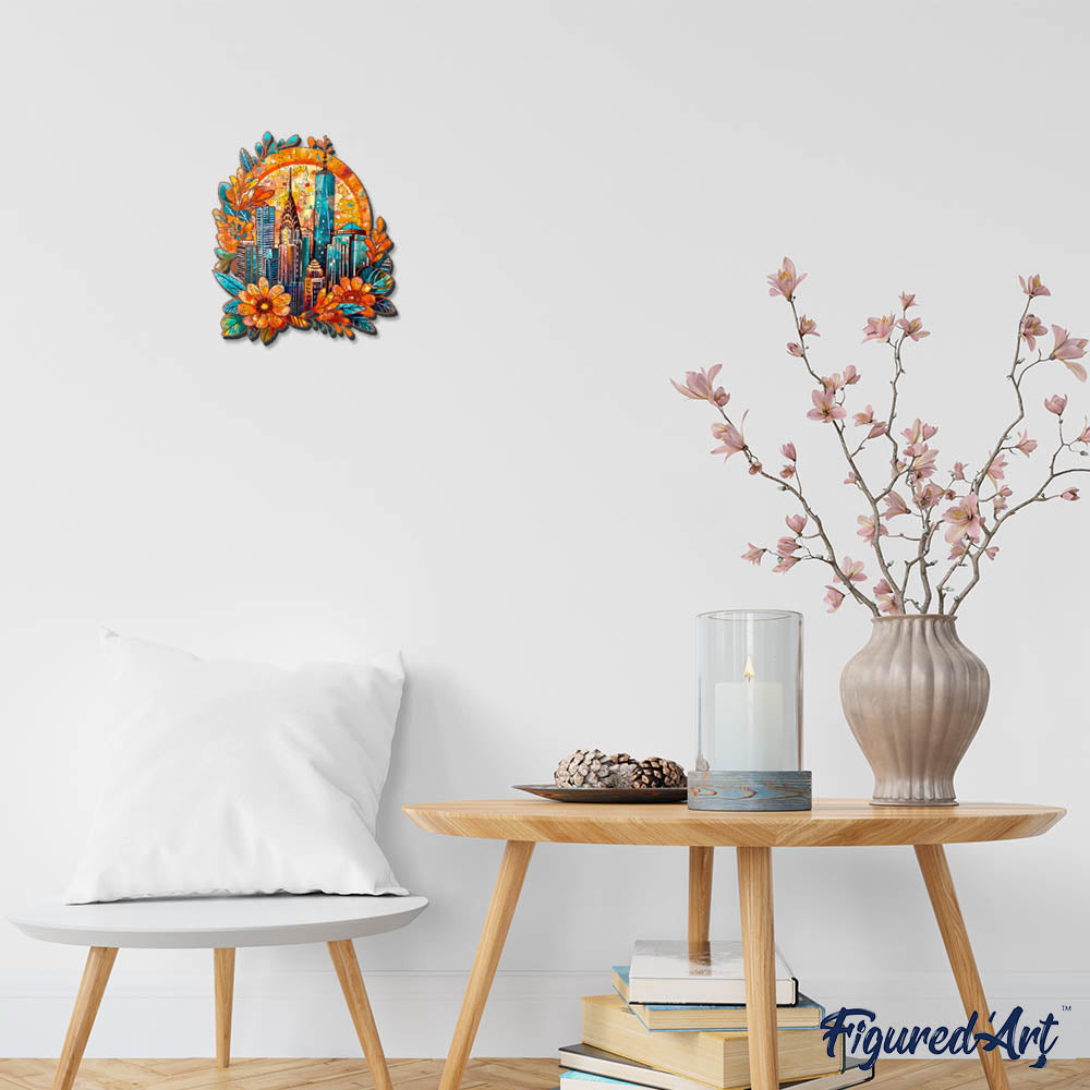 Holzpuzzle 2D Design – Blumige Stadtlandschaft - Kidis Art