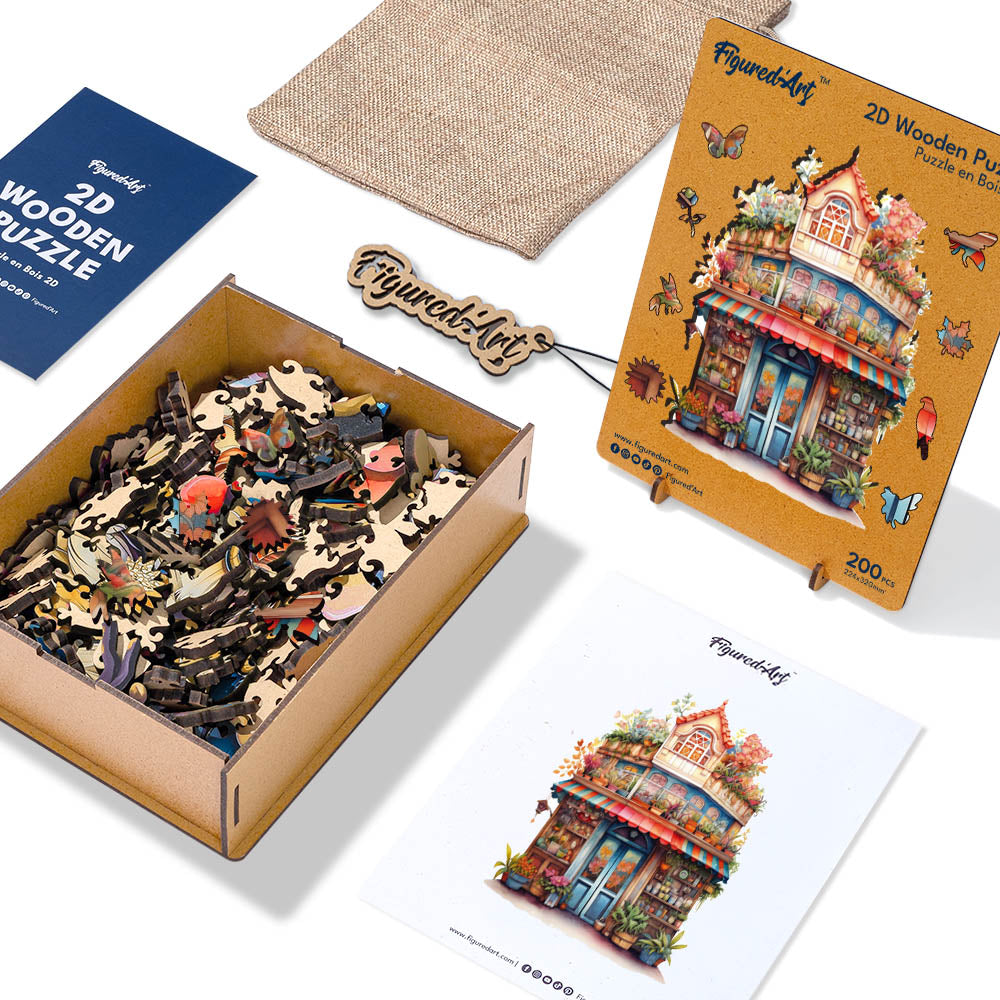 Holzpuzzle 2D Design Verspielter Florist 