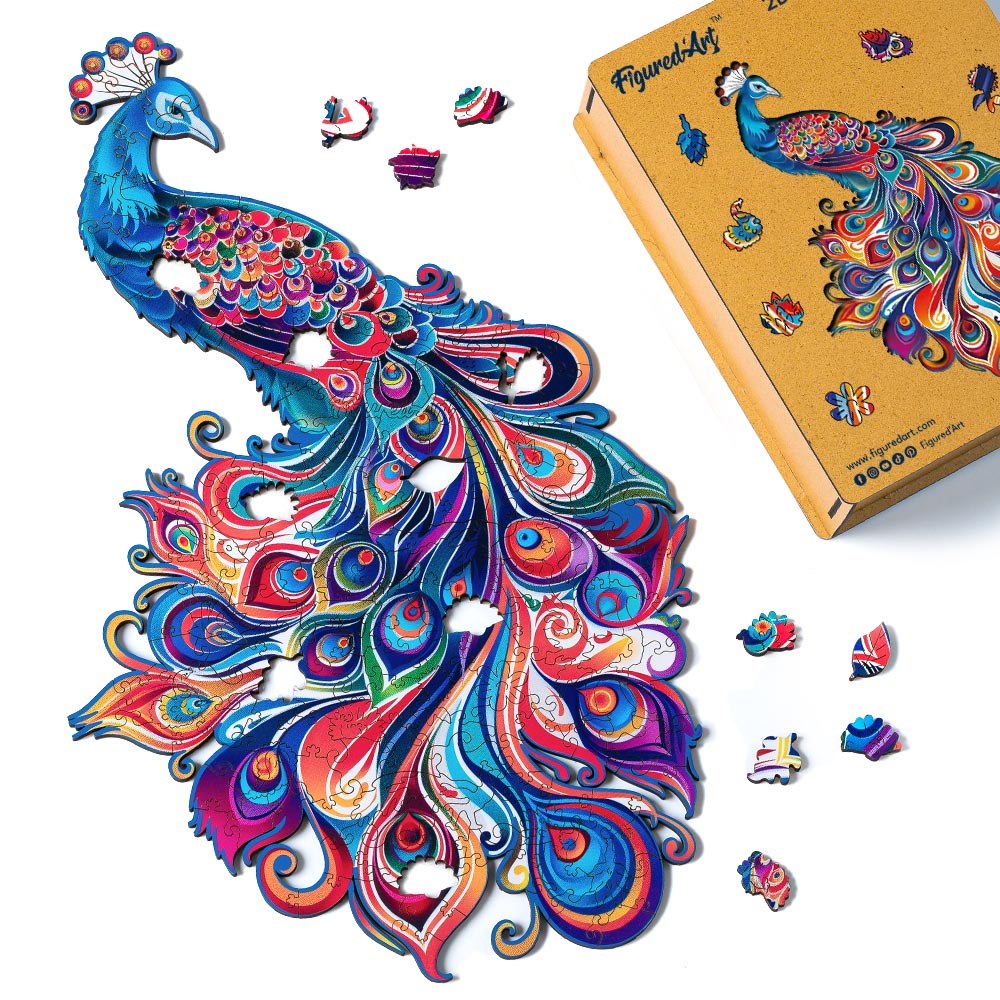 Holzpuzzle 2D Design – Pfau - Kidis Art
