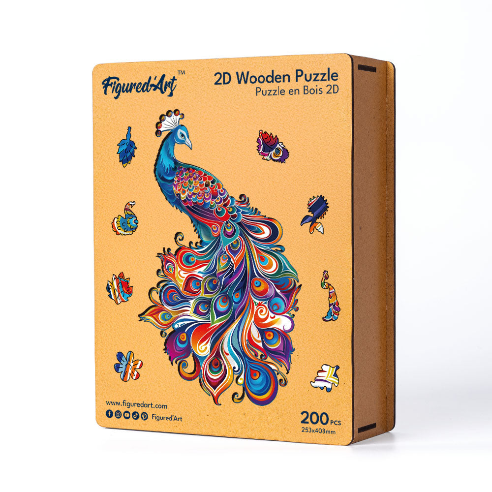 Holzpuzzle 2D Design – Pfau - Kidis Art