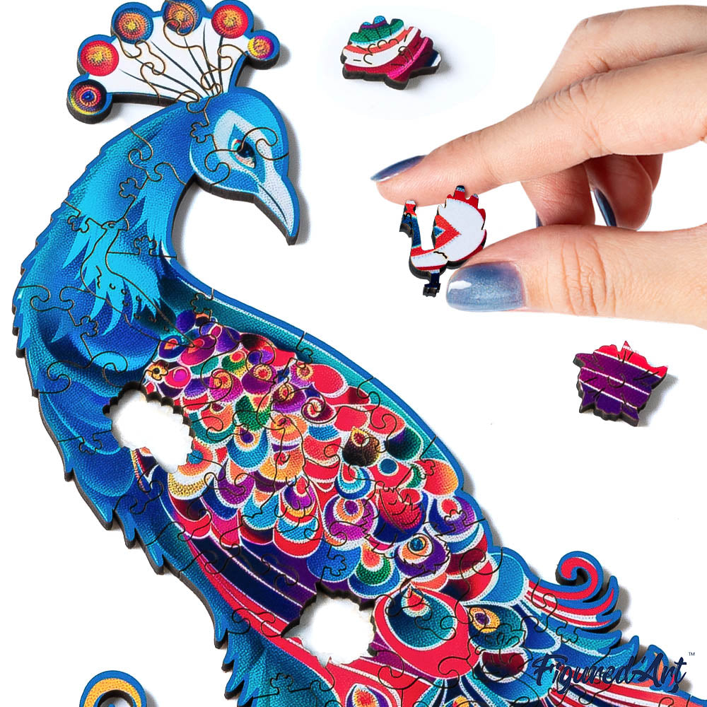 Holzpuzzle 2D Design – Pfau - Kidis Art