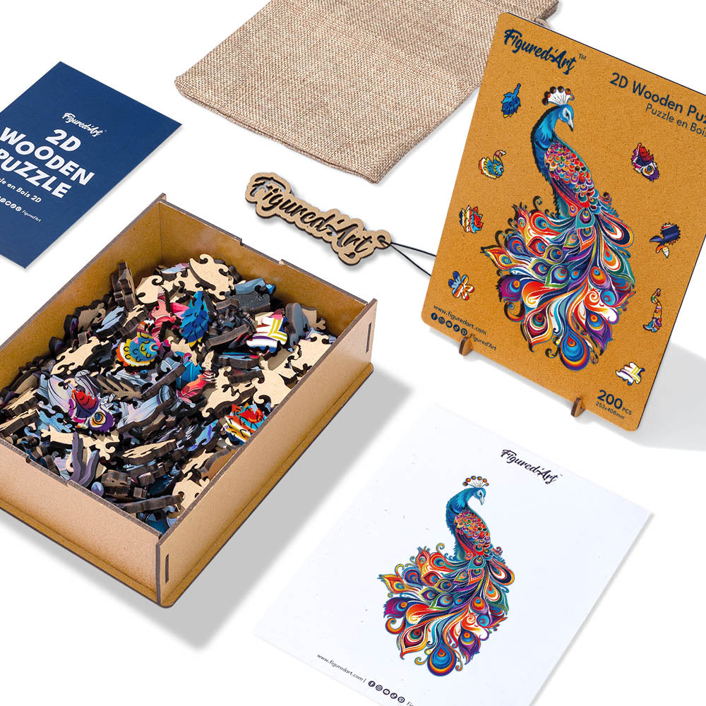 Holzpuzzle 2D Design – Pfau - Kidis Art