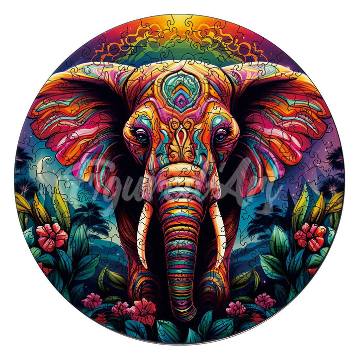 Holzpuzzle 2D Design – Tribal-Elefant