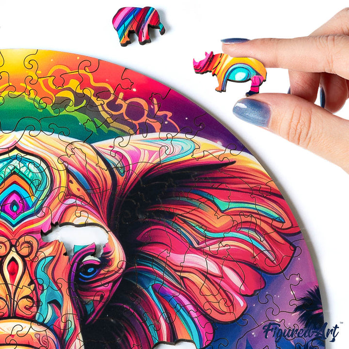 Holzpuzzle 2D Design – Tribal-Elefant