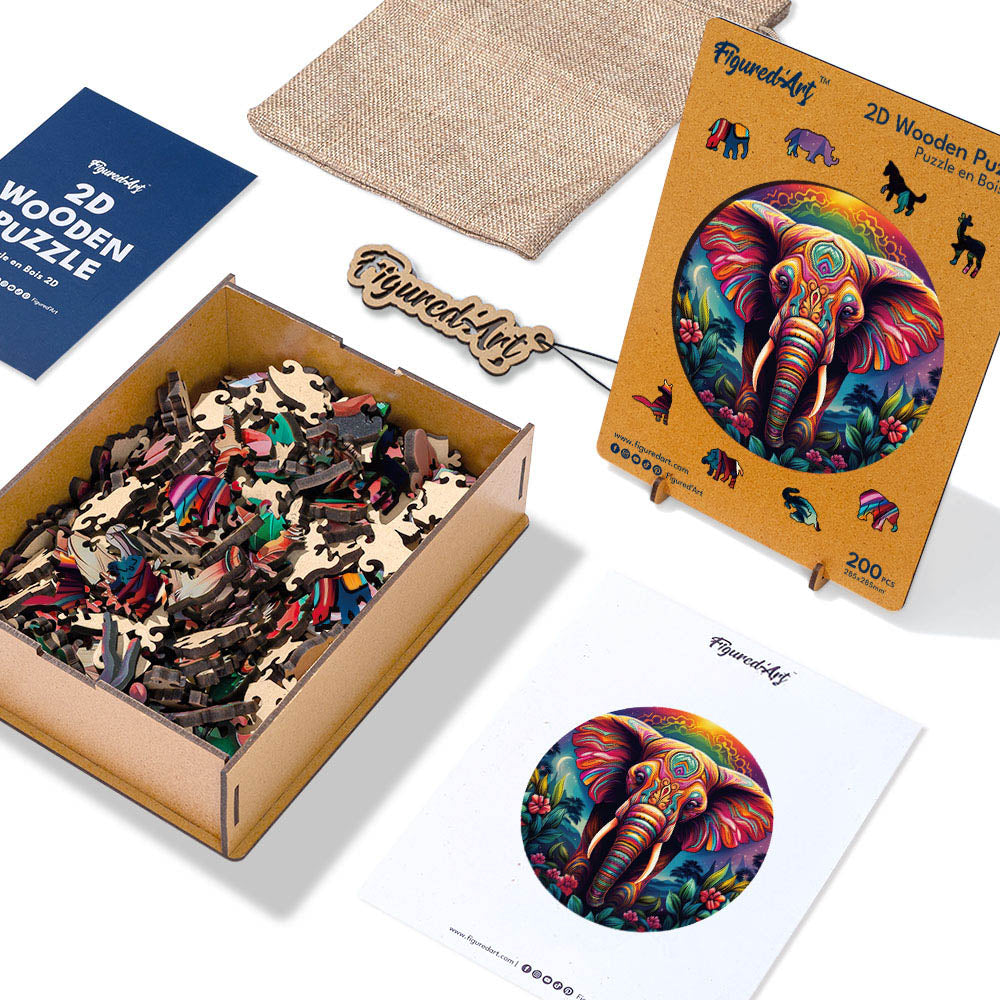 Holzpuzzle 2D Design – Tribal-Elefant - Kidis Art