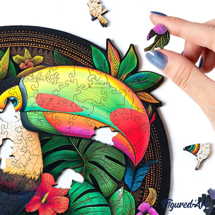 Holzpuzzle 2D Design Tropischer Tukan  