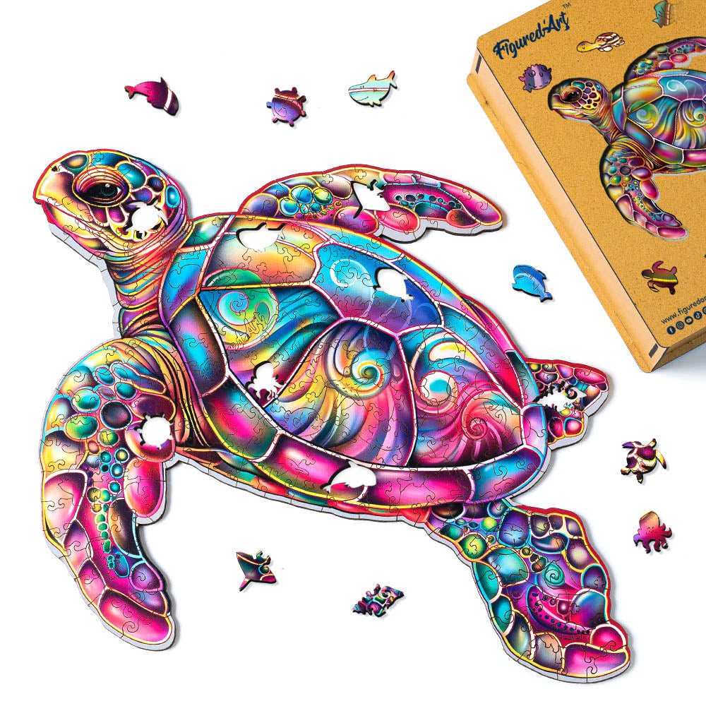 Holzpuzzle 2D Design Meeresschildkröte - Kidis Art