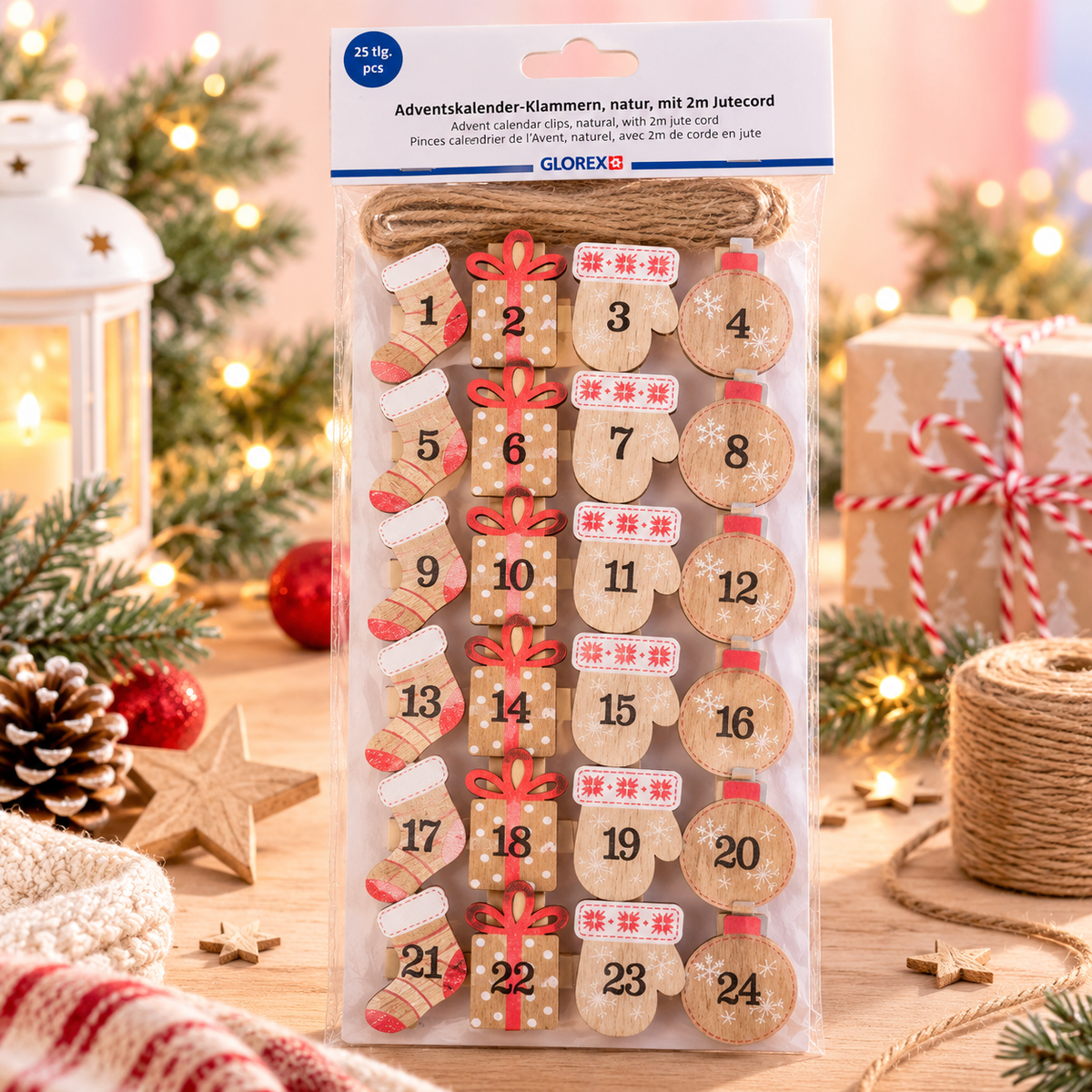 Adventskalender Klammern Natur