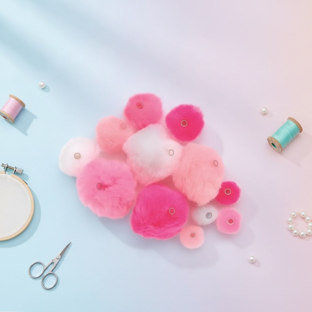 Acryl Pompons mit Öse ca 45 Stk. rosa mix - Kidis Art