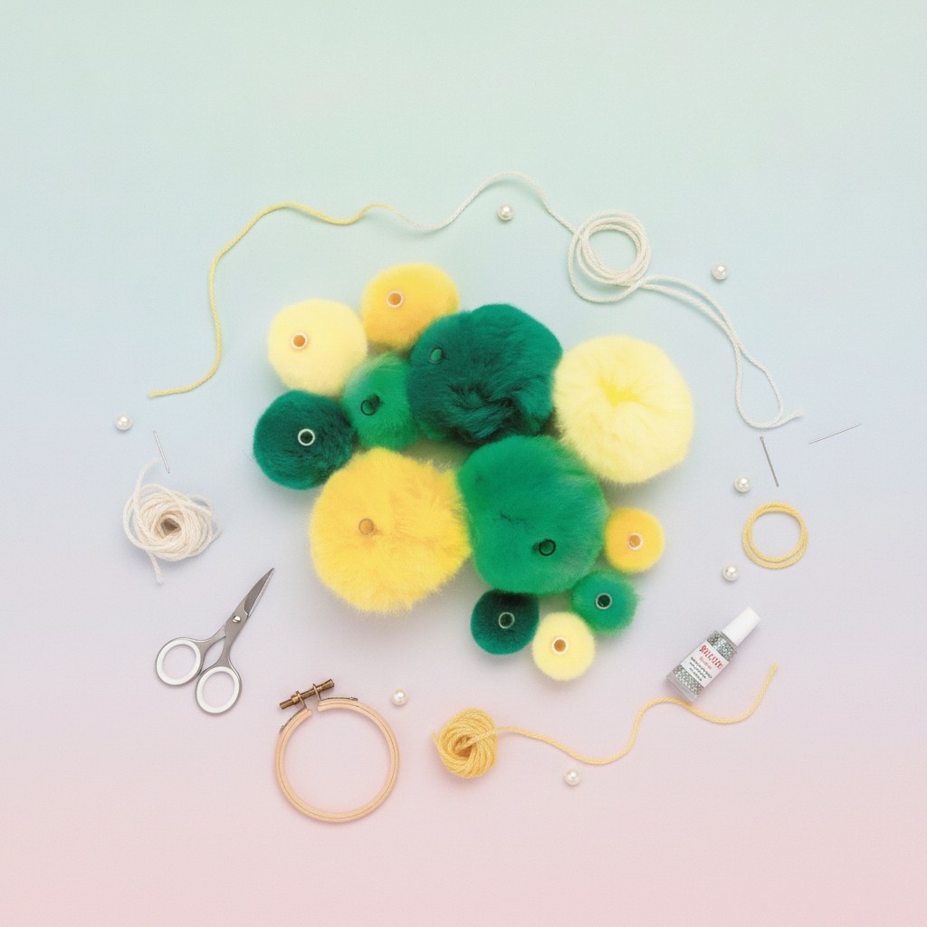 Acryl Pompons mit Öse ca 45 Stk. grün mix - Kidis Art